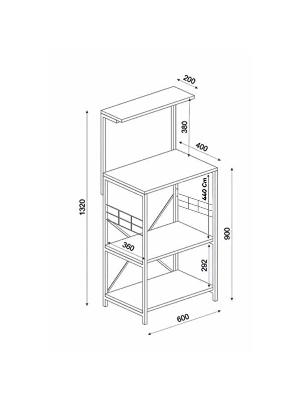 Kahverengi Çok Amaçlı Mutfak Bangosu - Atlantik Çam - 128x40x60 cm-3