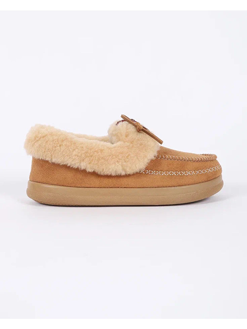 Kahverengi Kadın Biye Detaylı Ev İçi Ayakkabı - WINTERA-1