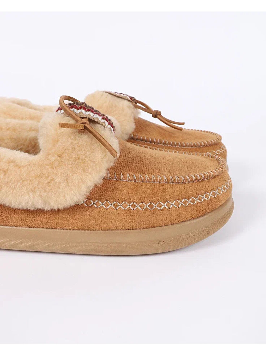 Kahverengi Kadın Biye Detaylı Ev İçi Ayakkabı - WINTERA-2