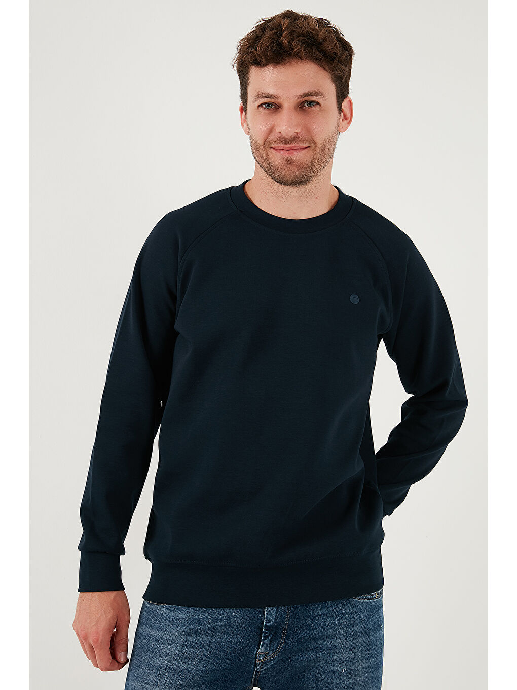 Lacivert Streç Pamuklu Relaxed Fit Bisiklet Yaka 2'li Paket Sweat 5901210S2-2