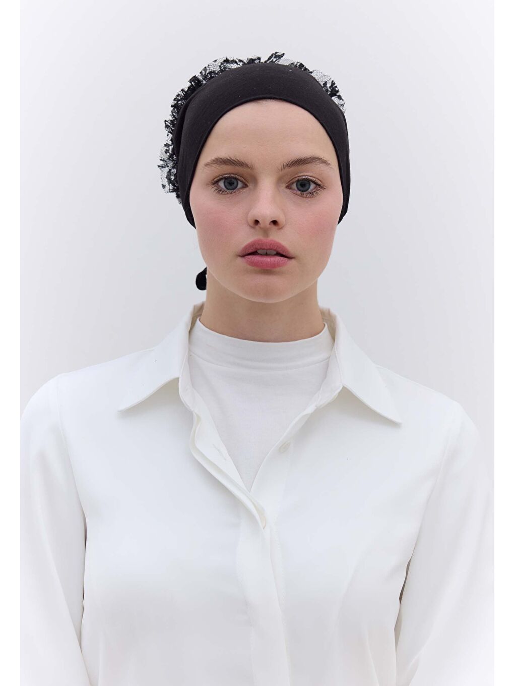 Dantel Topuzlu Bone(Lace Eva) Siyah-4