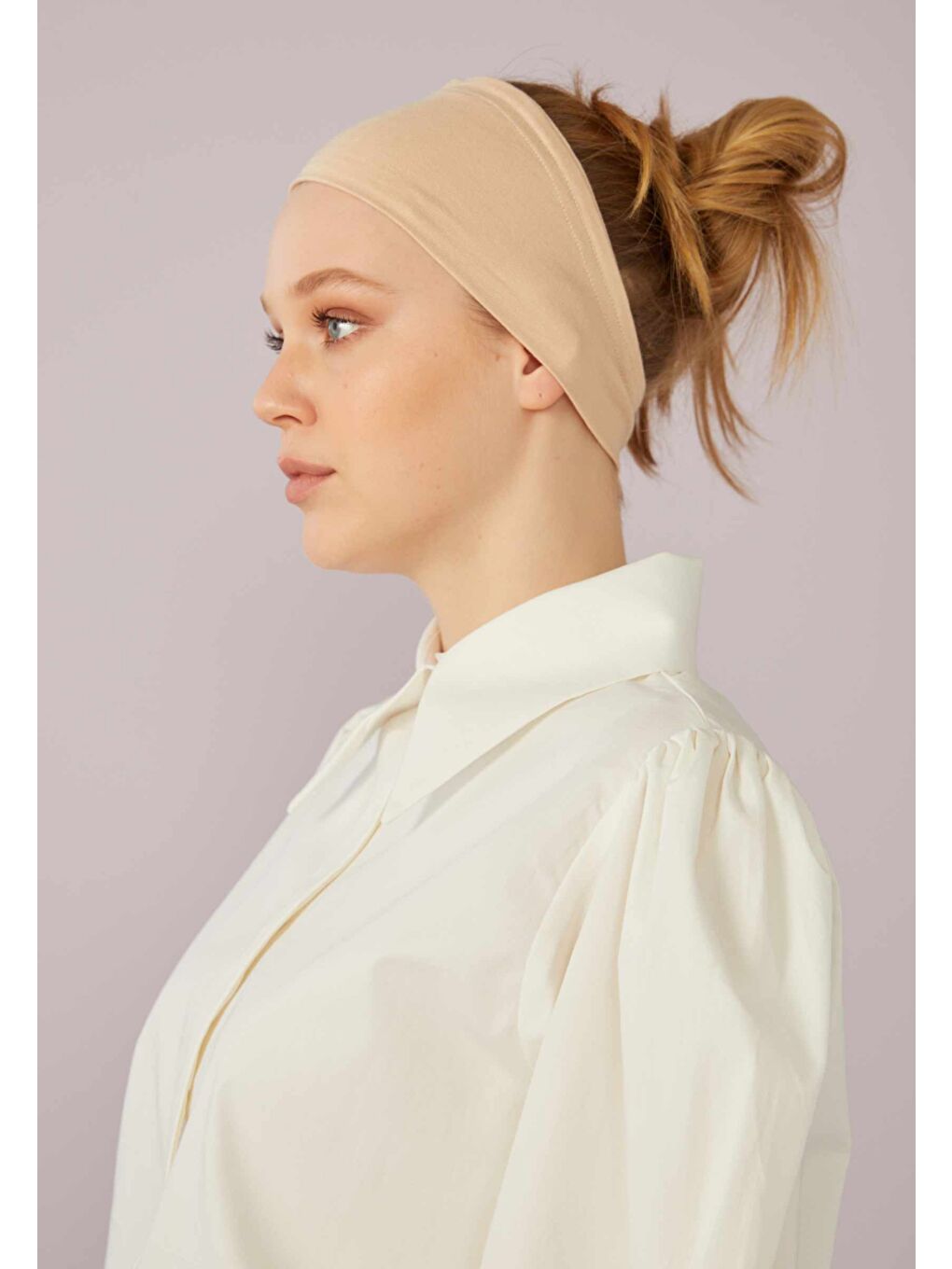 Bej Silikonlu Bandana Nude-1