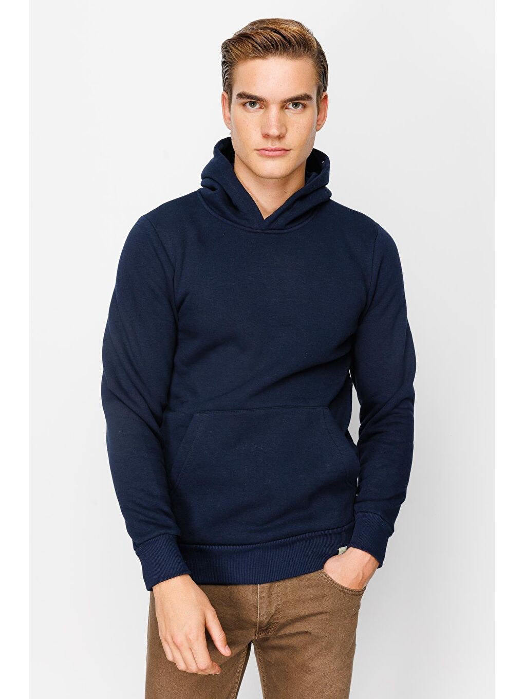 Erkek Lacivert Kapüşonlu Sweatshirt-1