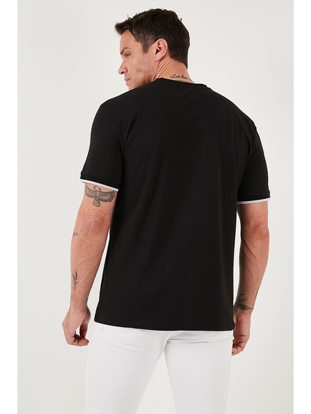 Siyah Streç Pamuklu Regular Fit Bisiklet Yaka Tişört 5902981-6