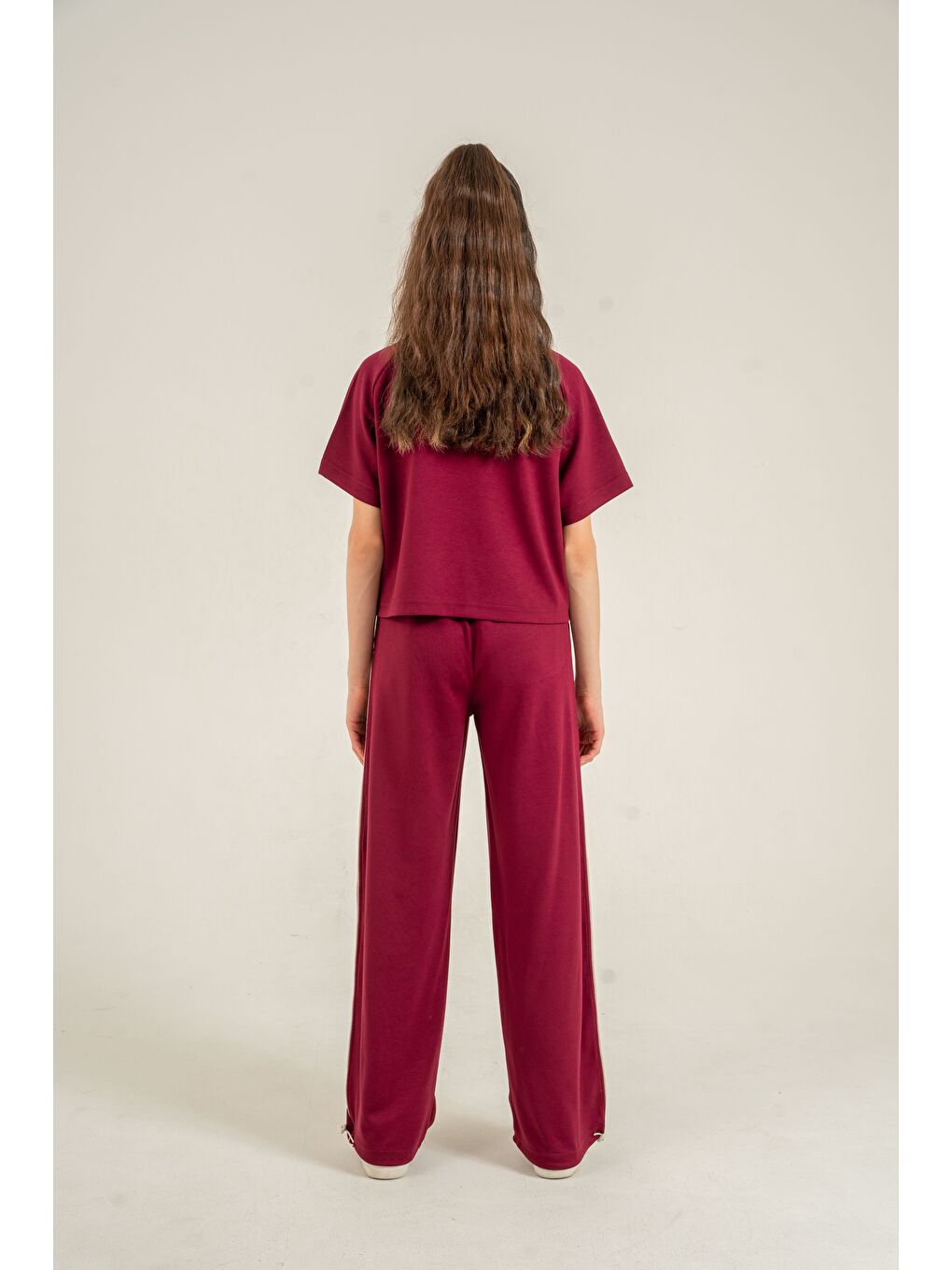 Bordo Glowup Dreams Nakışlı Yumaşak Dokulu-Comfort Kumaş Kız Çocuk Alt Üst Eşofman Takımı-7