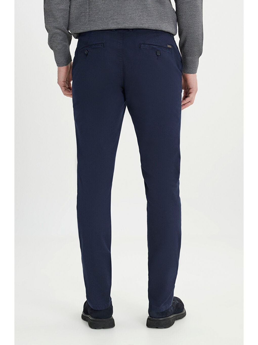 Erkek Lacivert Pamuklu Slim Fit Dar Kesim Yan Cepli Esnek Pantolon-4