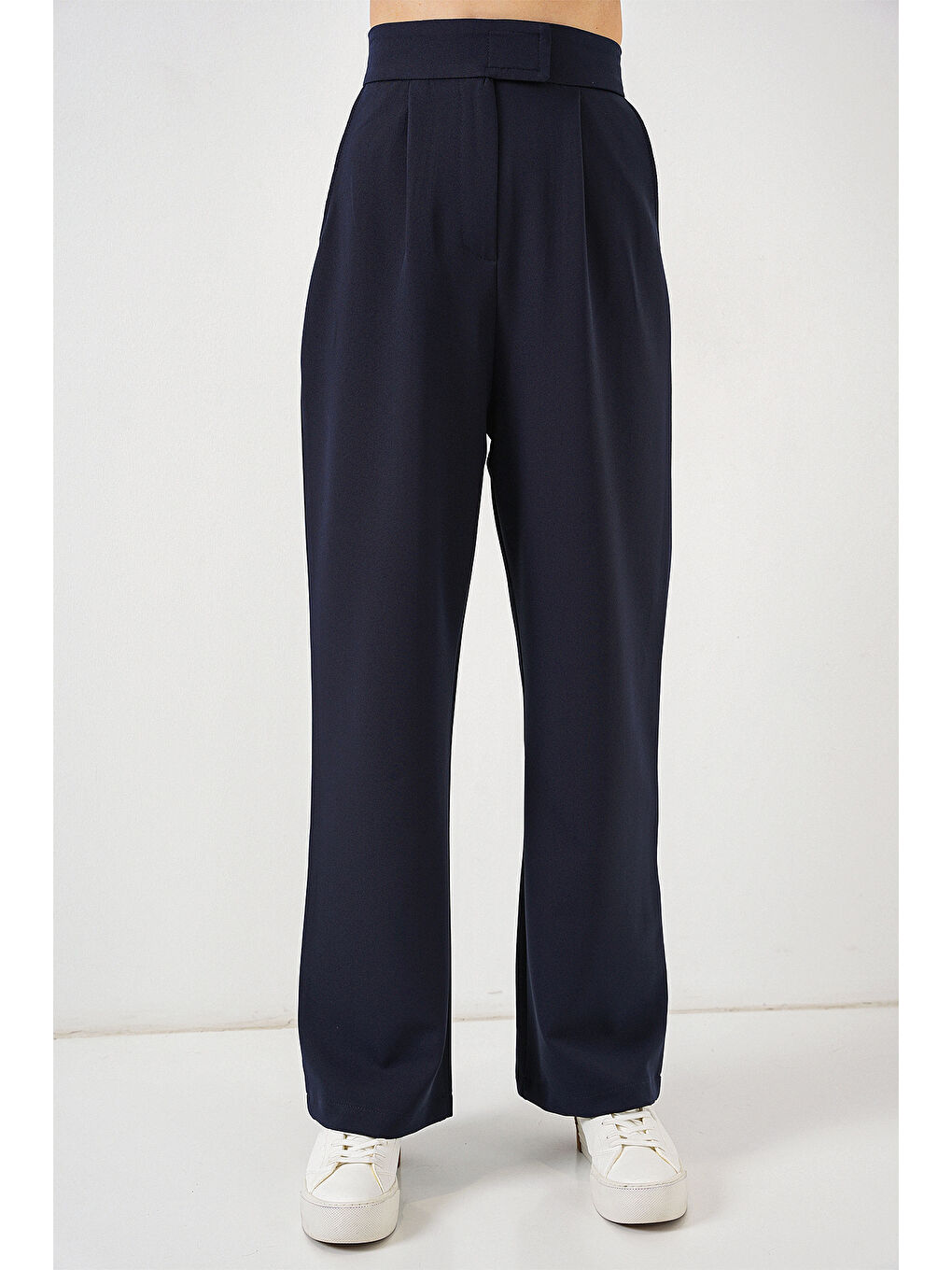 6612 Yüksek Bel Kumaş Pantolon - Lacivert-3