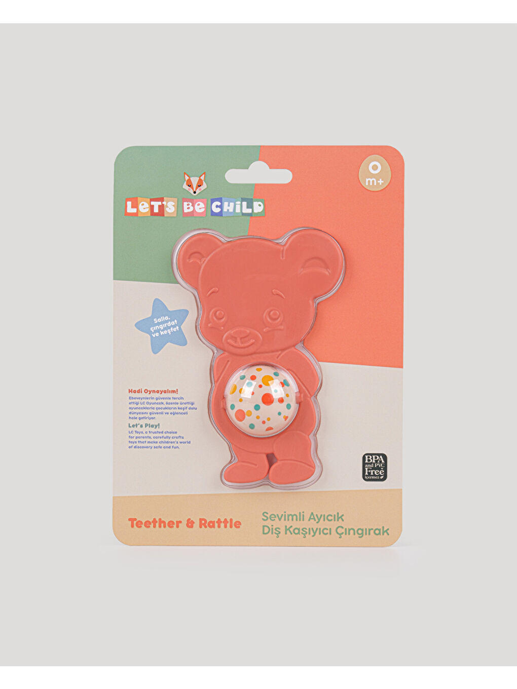 Sevimli Ayıcık Diş Kaşıyıcı Çıngırak-Somon-2