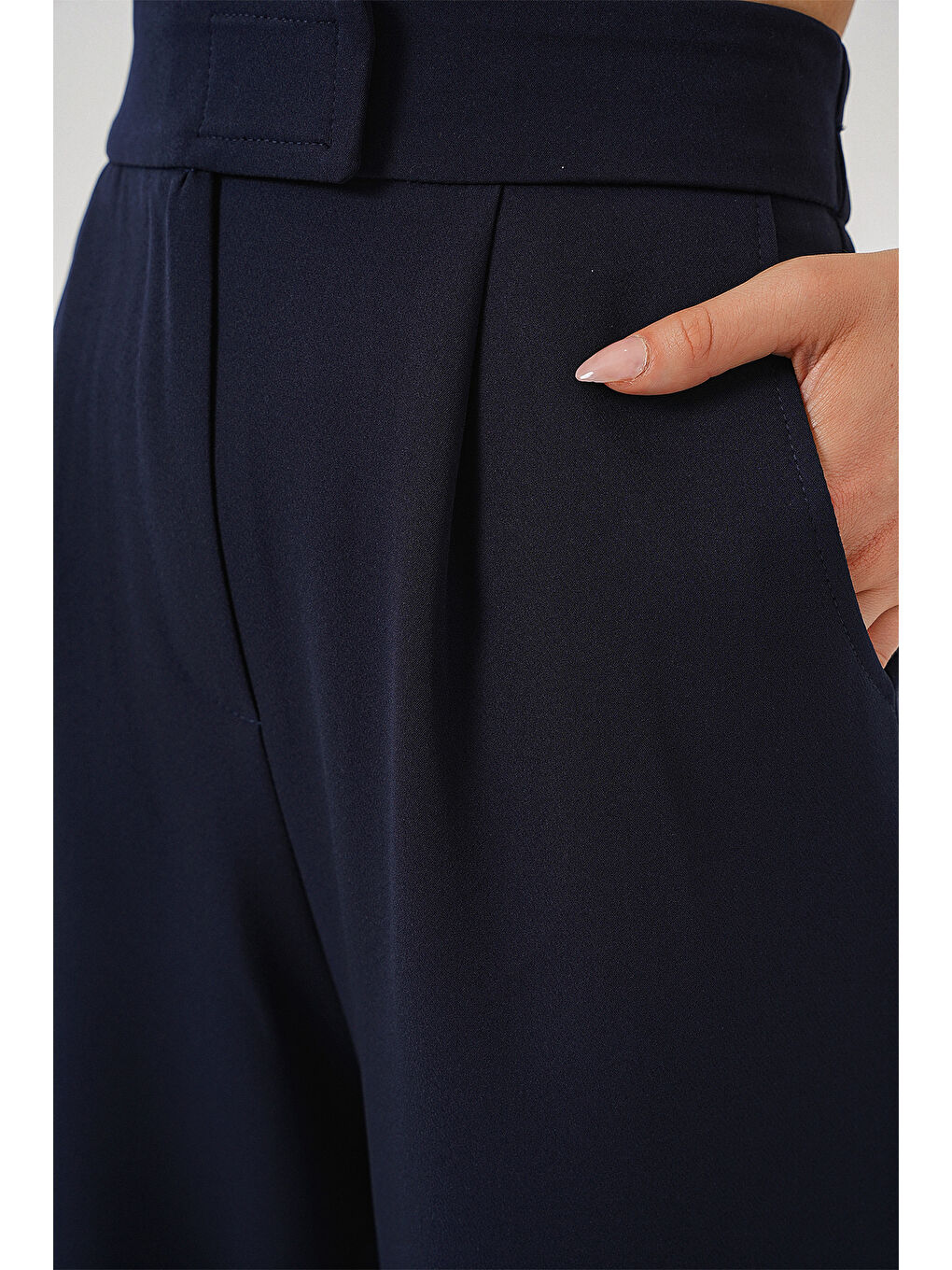 6612 Yüksek Bel Kumaş Pantolon - Lacivert-5