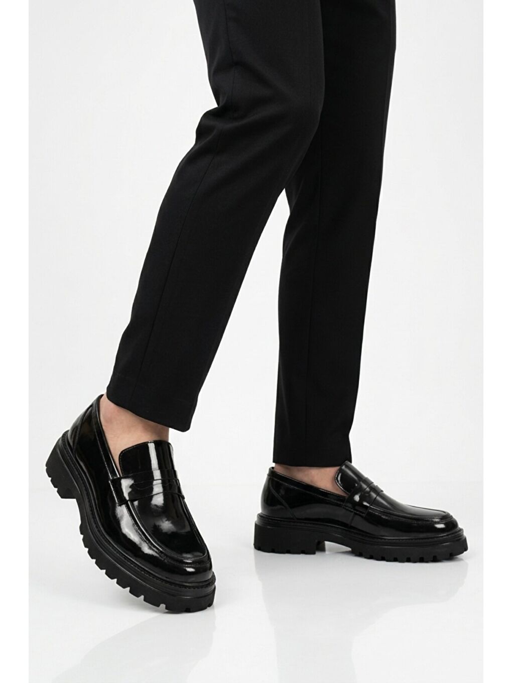 Siyah Rugan Hakiki Deri Erkek Casual Ayakkabı 2238 M-1