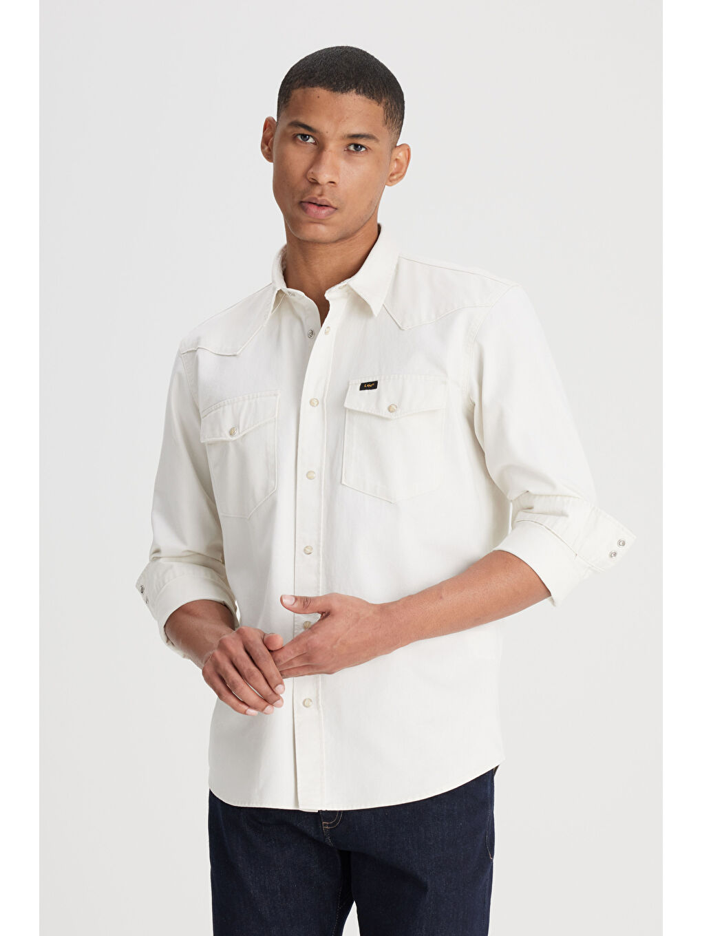 Loose Fit Rahat Kesim %100 Pamuk Bej Gömlek-1