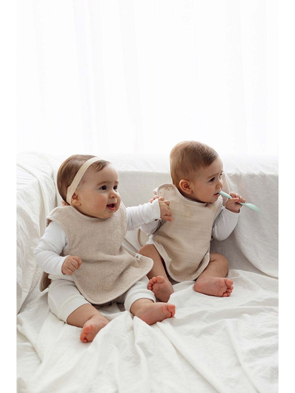 Colors of Joy 2'li Organik Pamuk Müslin Bebek Önlük Seti Bej