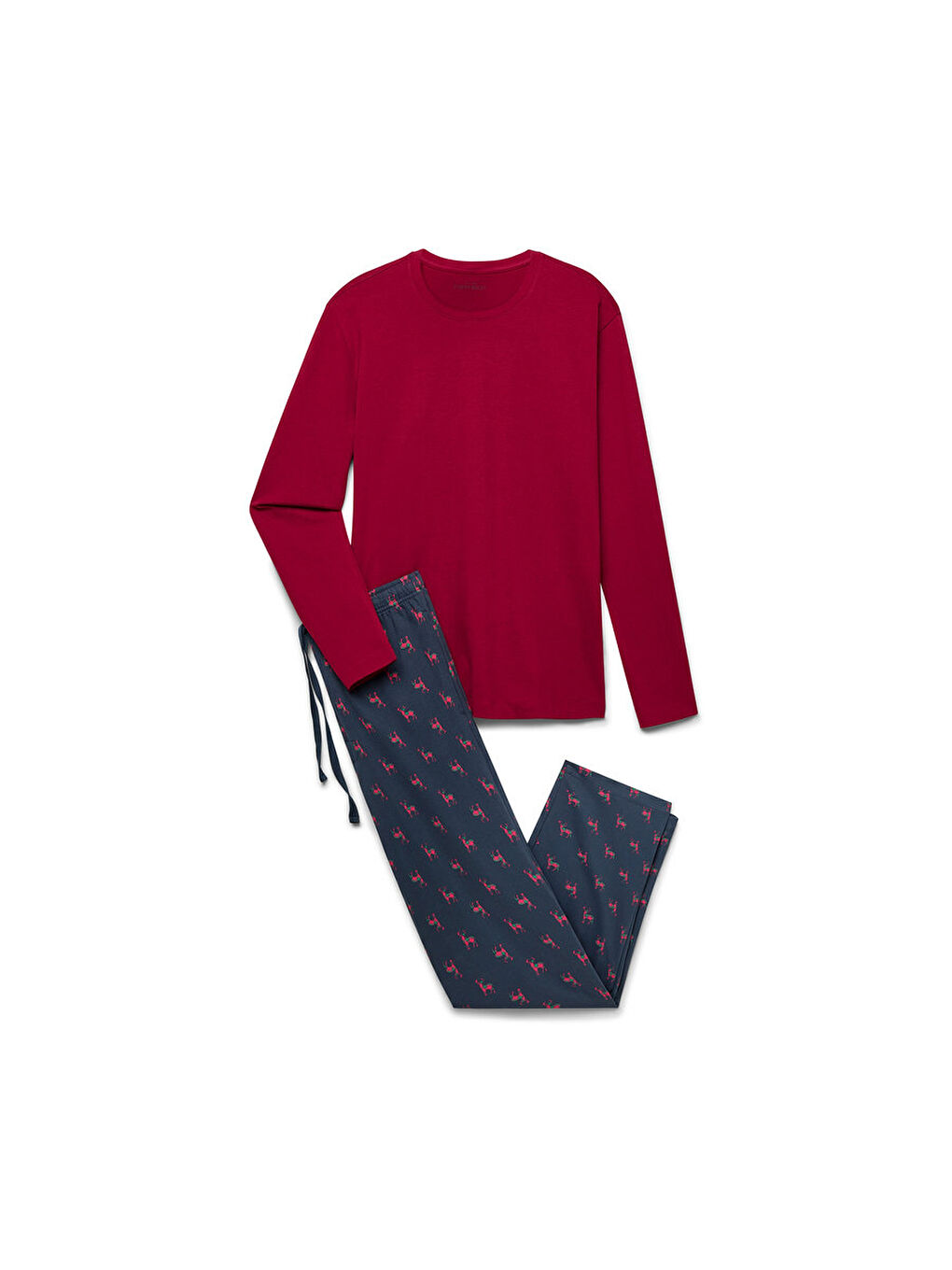 Erkek Pijama, Kırmızı/Tam. Baskılı-2