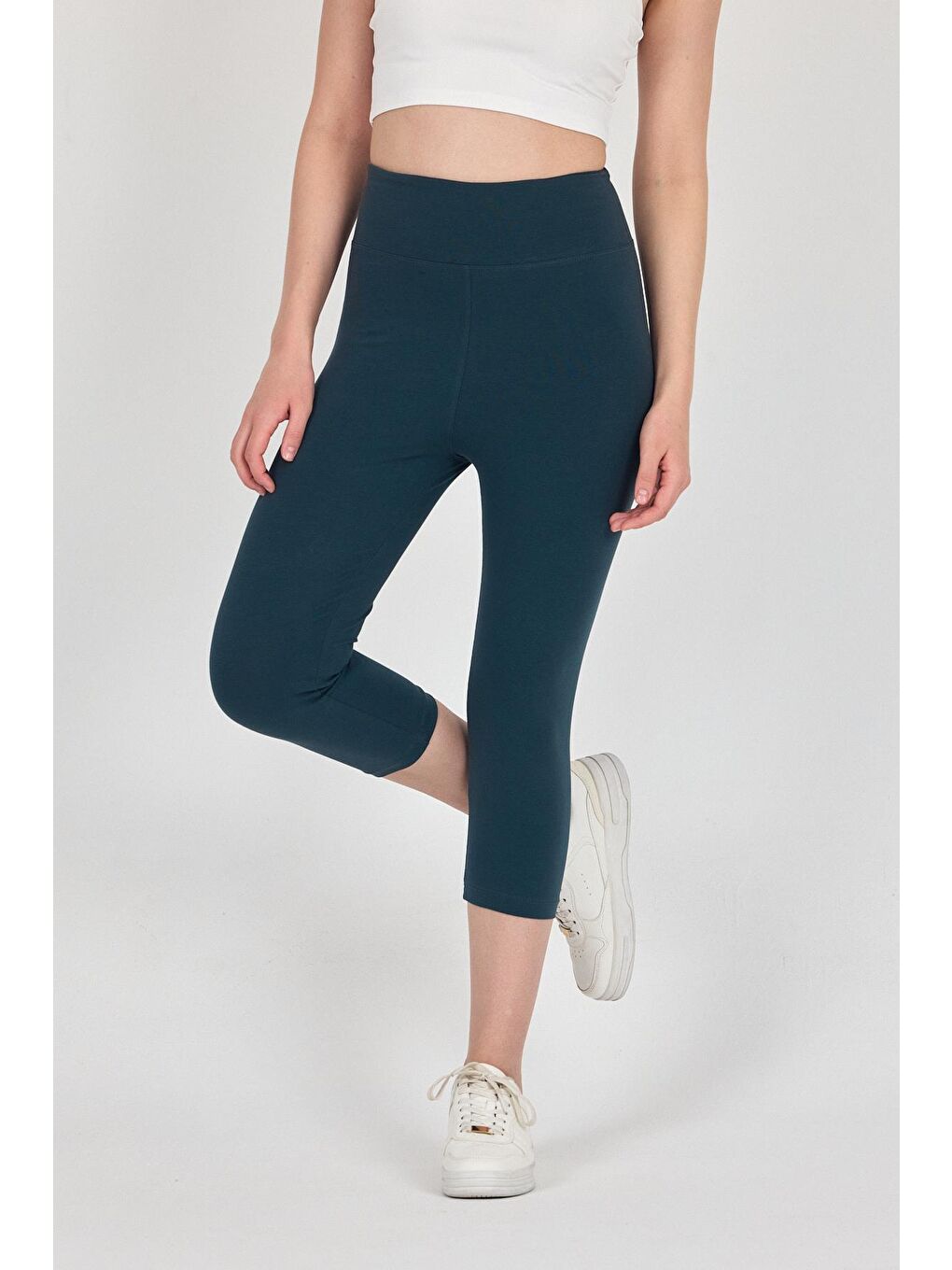 Kadın Orman Yeşili Yüksek Bel Toparlayıcı Kapri Tayt MTLCB115-2