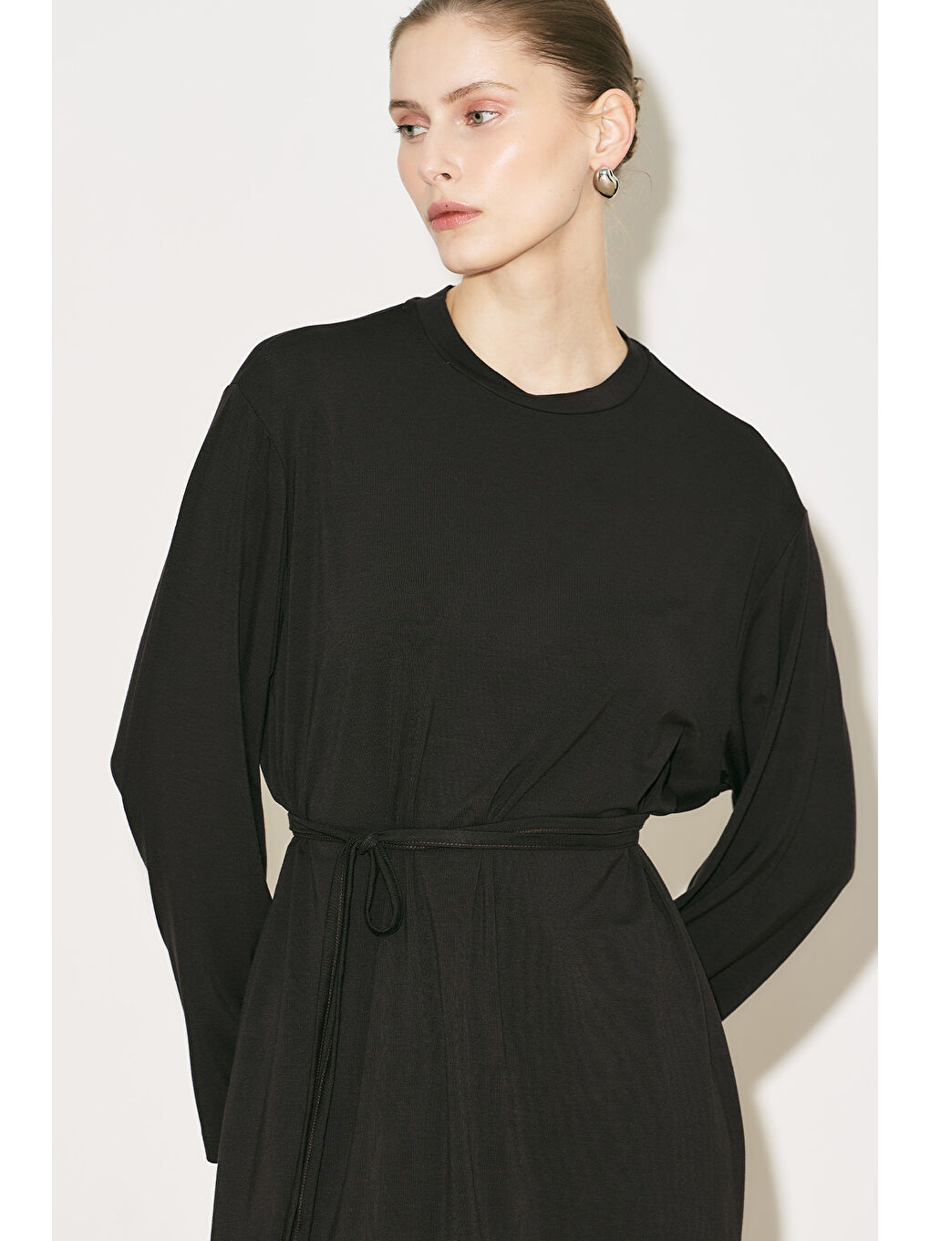 Easy Kuşaklı Rahat Bluz Kahverengi-5