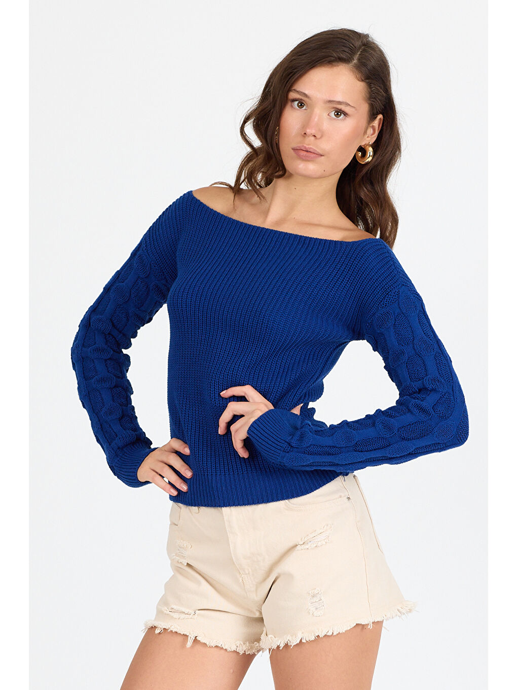 Mavi Kadın Selanik Örgü Triko Bluz 2699 (Standart Beden s-m-l-xl Beden Uyumludur)-1