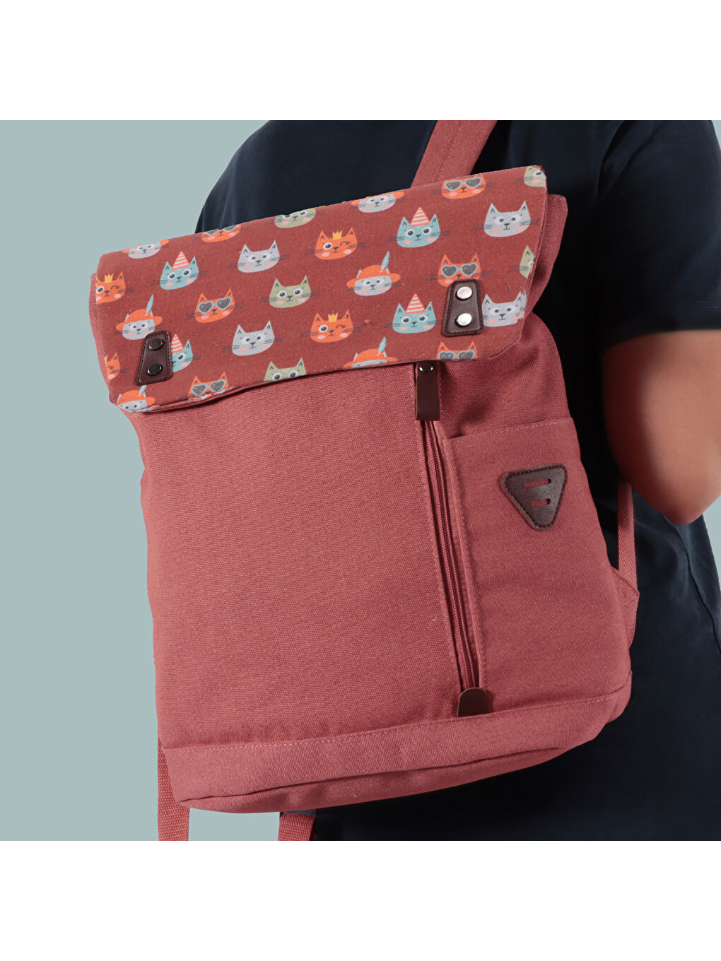 Karışık Cats 15" Laptop Çantası & Tam Otomatik Rüzgara Dayanıklı Kedi Desenli Şemsiye Set-2