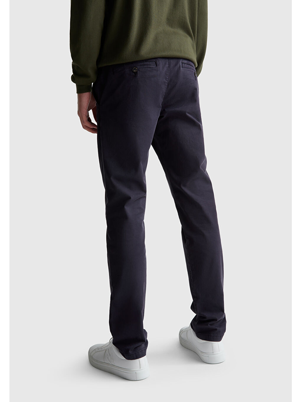 Erkek Lacivert Slim Fit Chino Pantolon-2