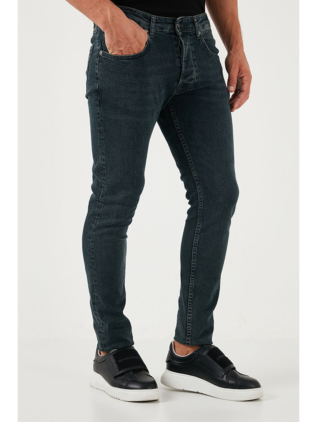 Buratti Mavi-Yeşil Pamuklu Normal Bel Slim Fit Dar Paça Erkek Jeans 1122S09NAPOLI - 2