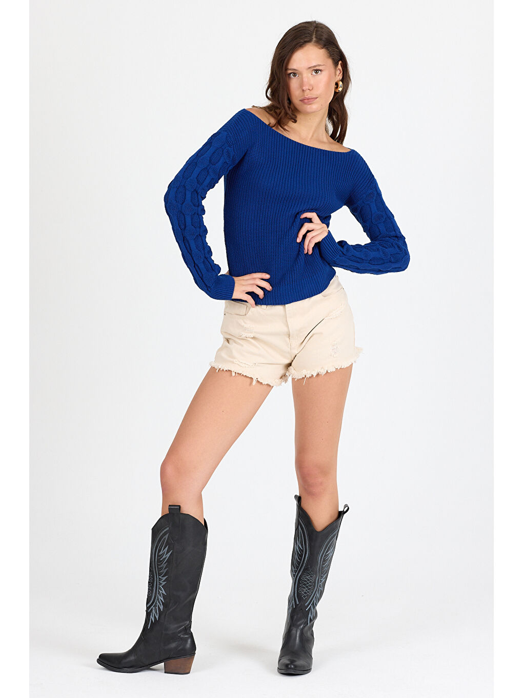 Mavi Kadın Selanik Örgü Triko Bluz 2699 (Standart Beden s-m-l-xl Beden Uyumludur)-2