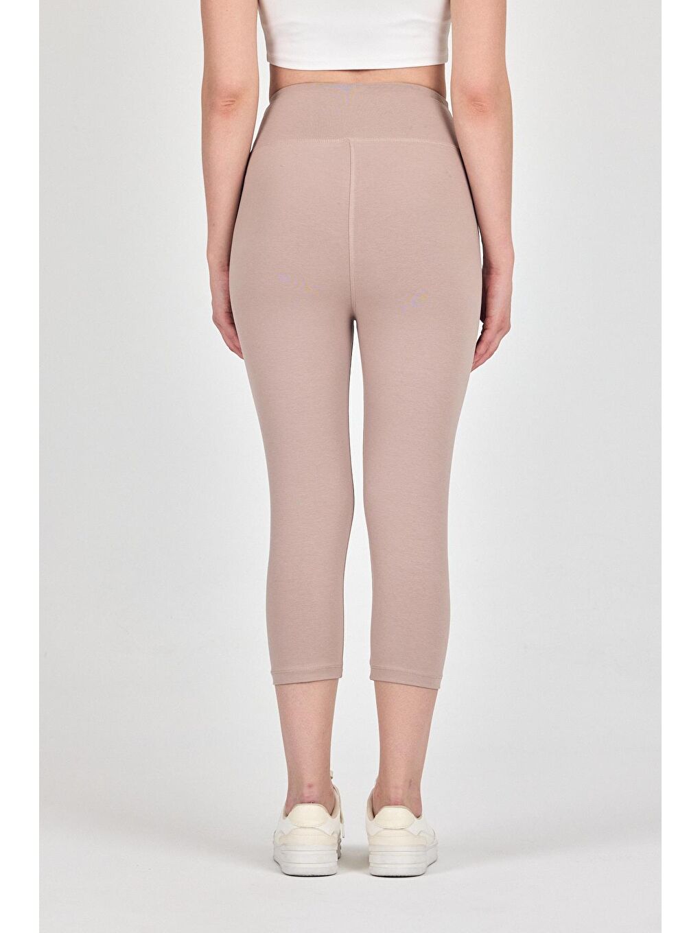 Kadın Bej Yüksek Bel Toparlayıcı Kapri Tayt-5