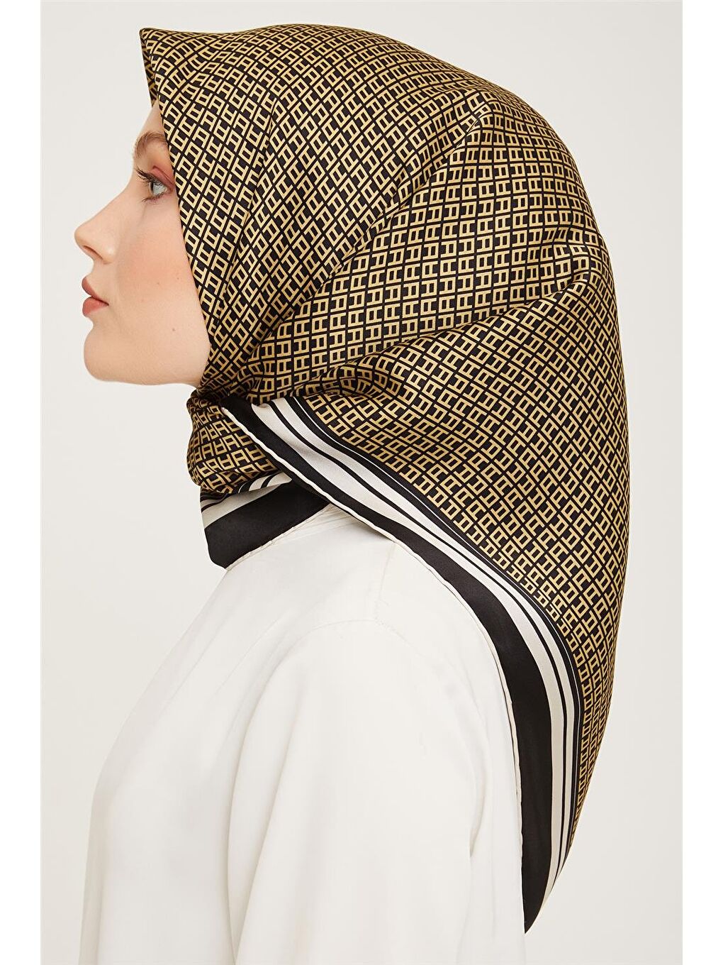 Sarı Twill İpek Eşarp 23Ka9026 01-2