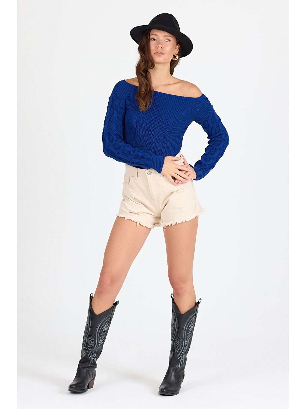 Mavi Kadın Selanik Örgü Triko Bluz 2699 (Standart Beden s-m-l-xl Beden Uyumludur)-4