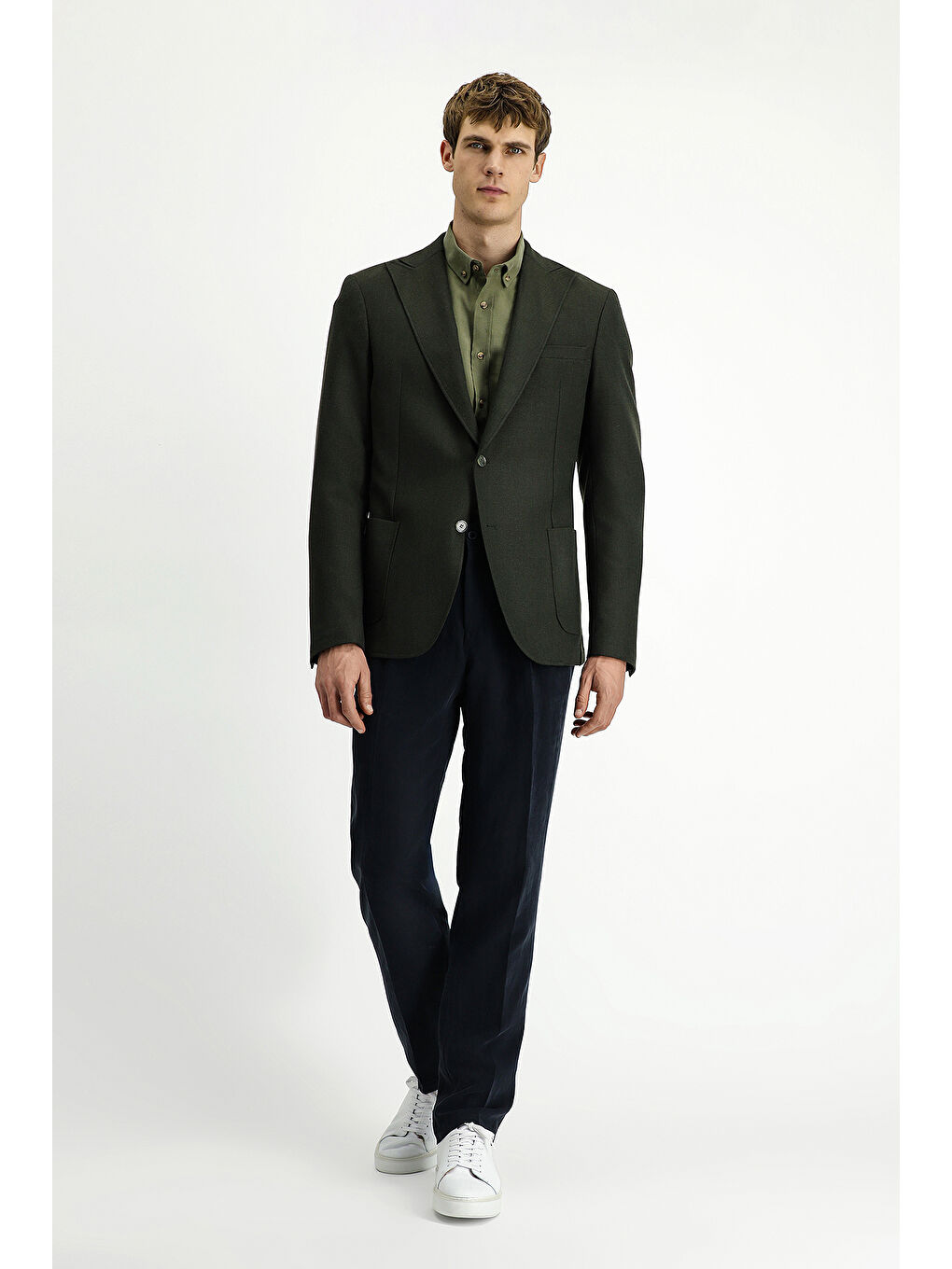 Haki Muscle Fit Elastanlı Spor Ceket-1