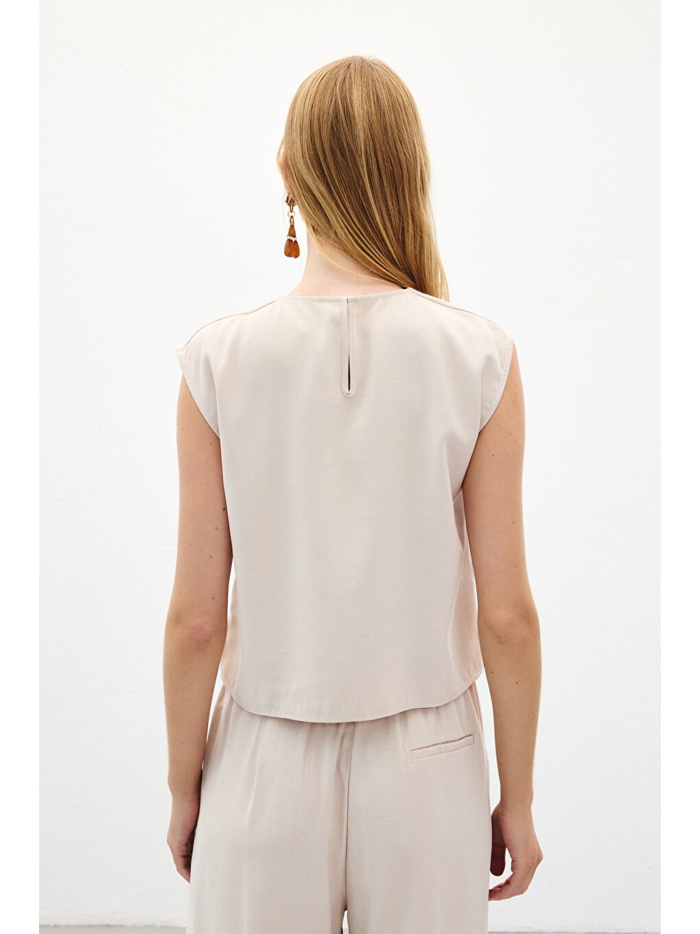 Bej Kolsuz Salaş Bluz - Taş-7
