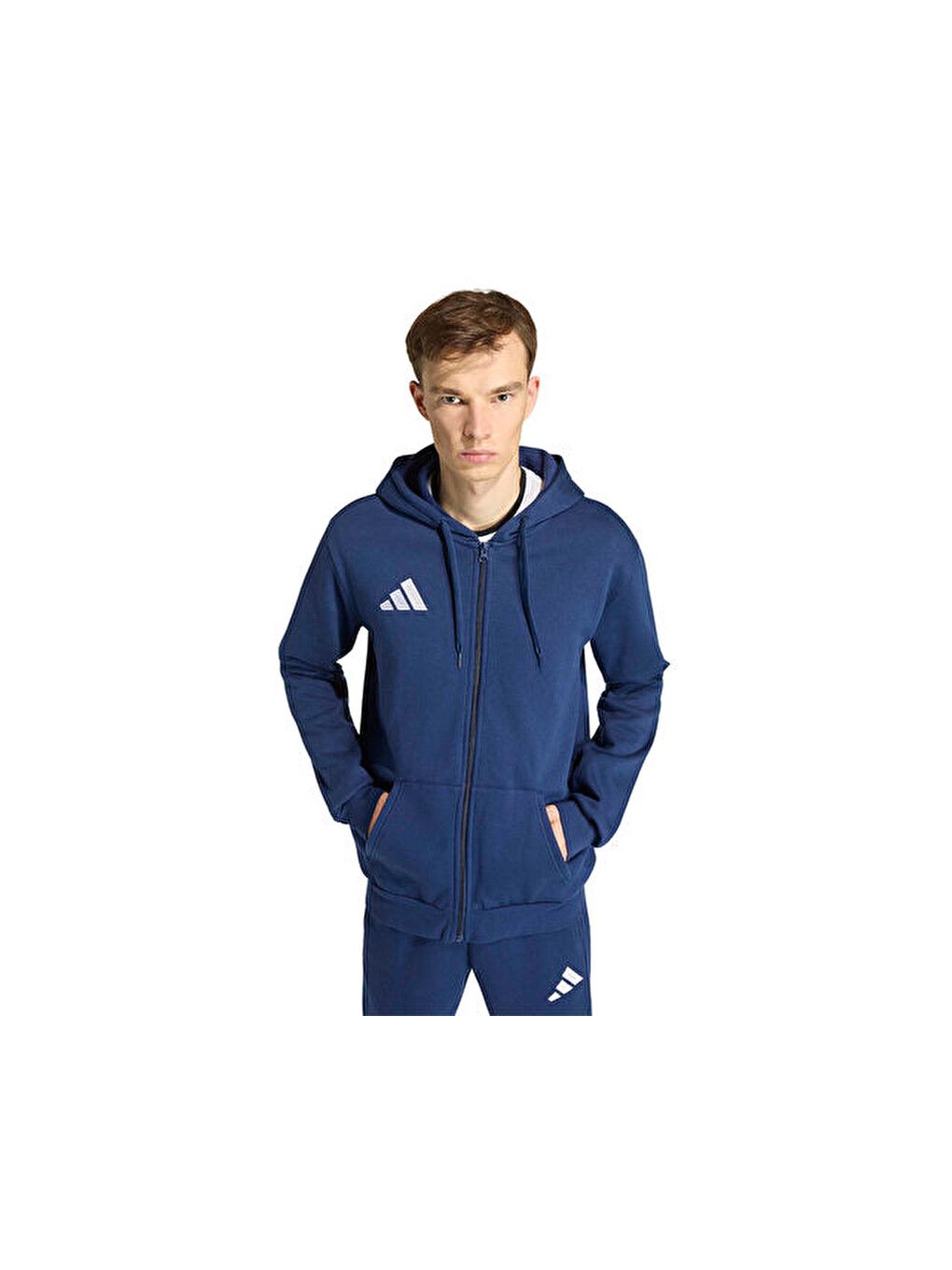Ent26 Fz Hood Erkek Futbol Kamp Fermuarlı Sweatshirt Kf5946 Lacivert-3