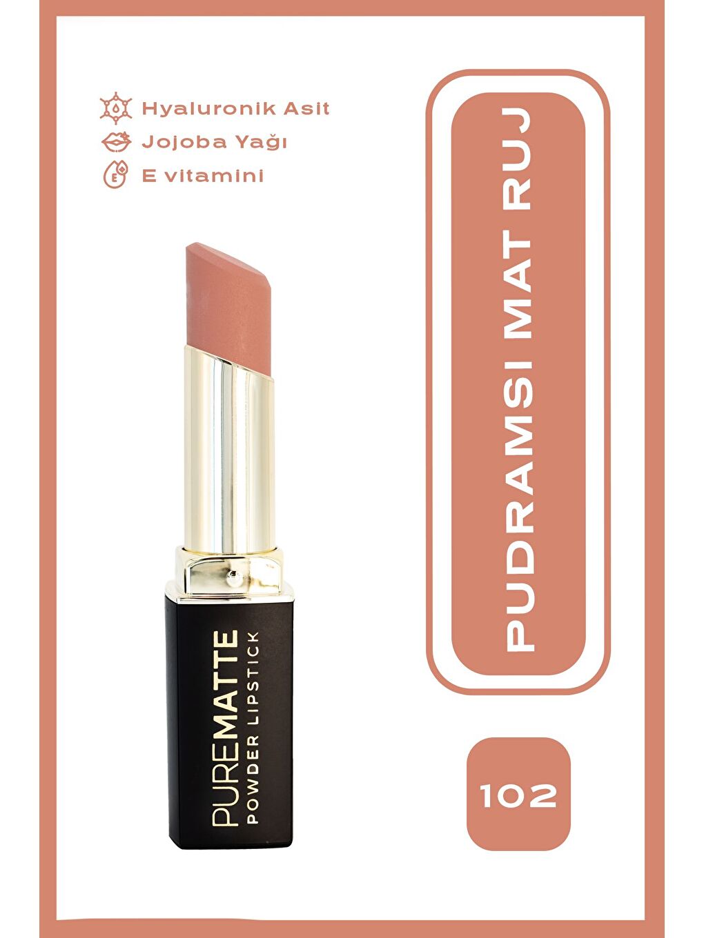 GOLDEN ROSE Pure Matte Powder Lipstick No: 102 - Pudralı Mat Ruj