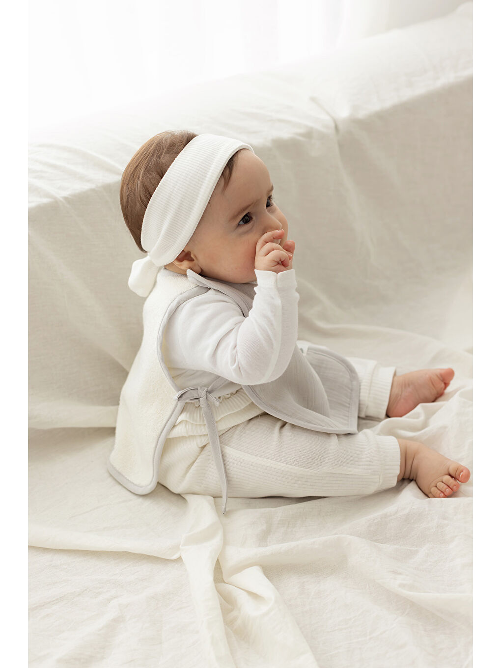 Colors of Joy 2'li Organik Pamuk Müslin Bebek Önlük Seti Gri-2