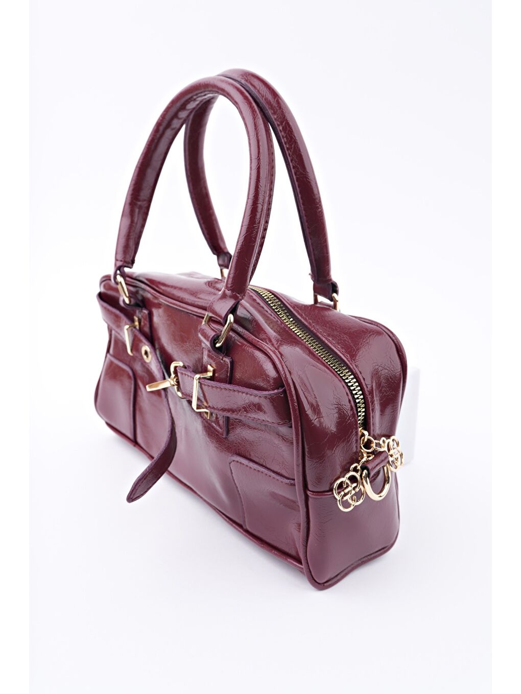 Bordo ROSALİE Kadın Kemer Detaylı El ve Omuz Çantası-1