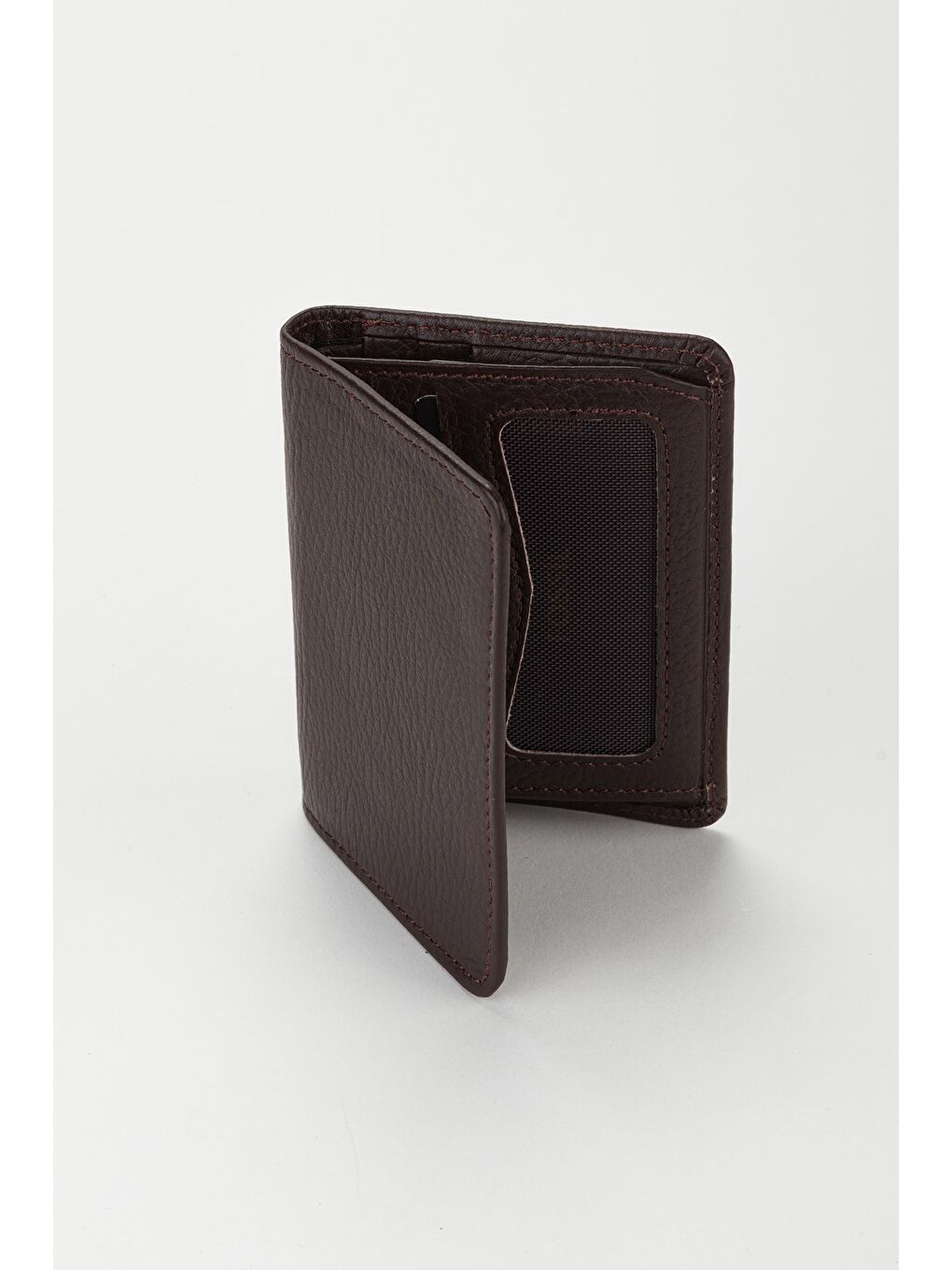 Kahverengi Kutulu Hakiki Deri Dikey Ekstra Kartlıklı Mini Erkek El Portföyü Cüzdan-2