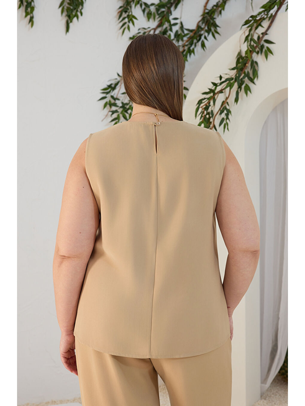 Kahverengi Camel Kolsuz Bluz-5