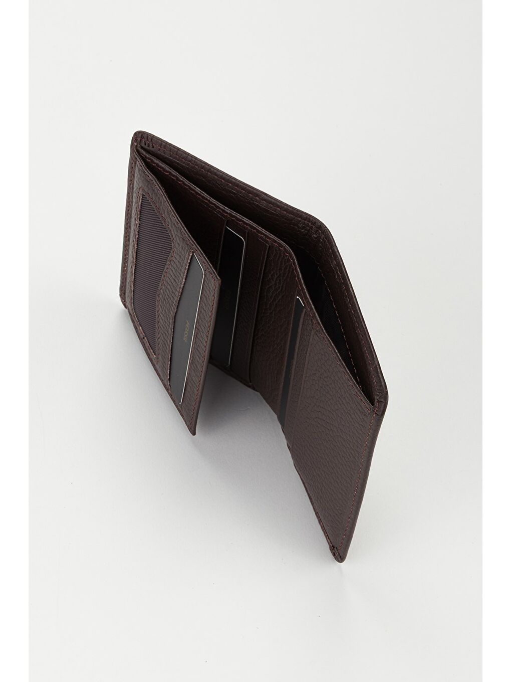 Kahverengi Kutulu Hakiki Deri Dikey Ekstra Kartlıklı Mini Erkek El Portföyü Cüzdan-5