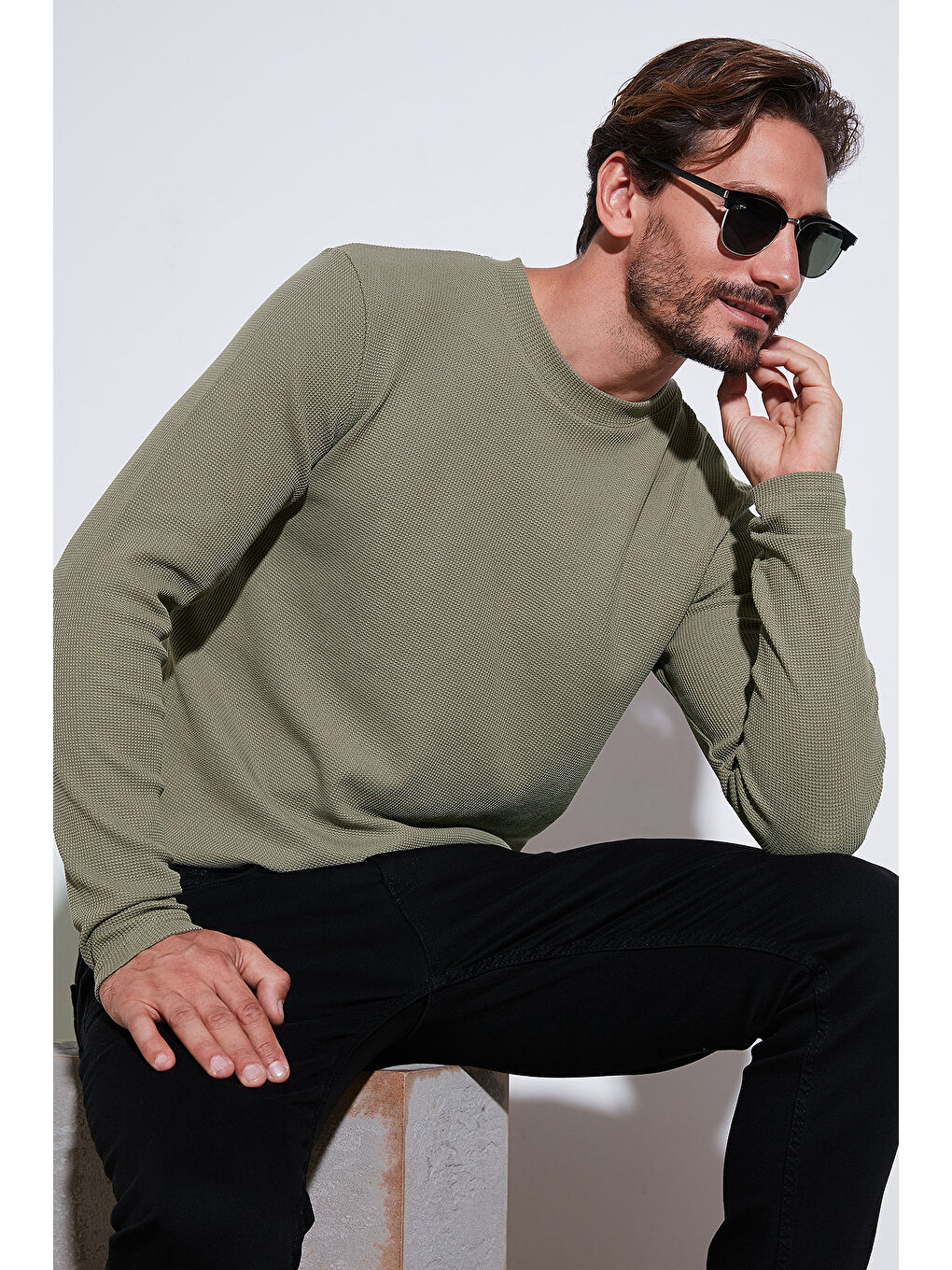 Buratti Vizon Pamuklu Bisiklet Yaka Slim Fit Basic Erkek Sweat 5905073