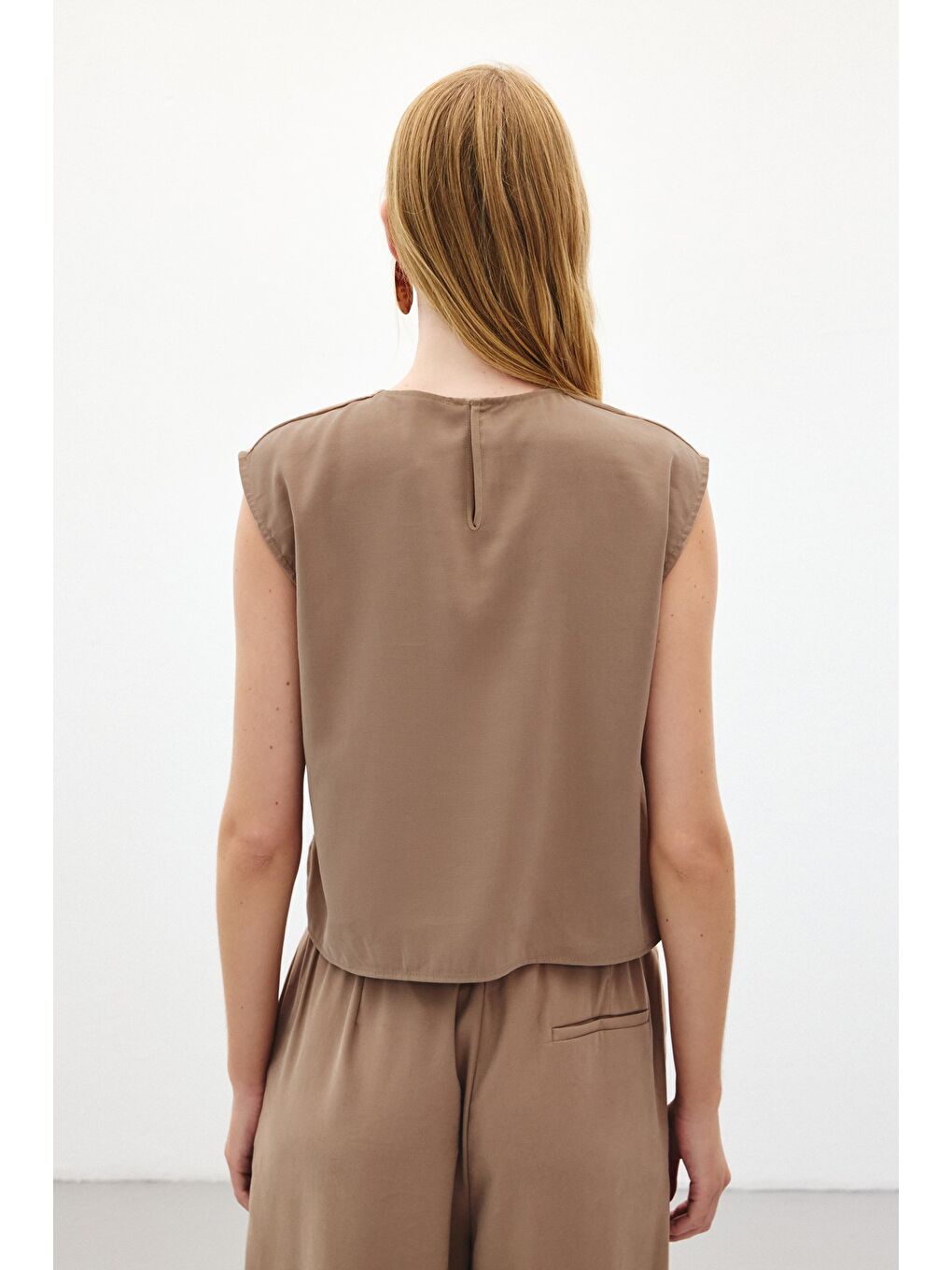 Bej Kolsuz Salaş Bluz - Vizon-7