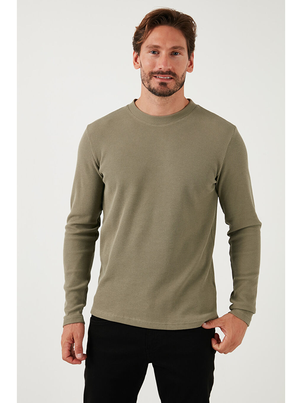 Buratti Bej Pamuklu Bisiklet Yaka Slim Fit Basic Erkek Sweat 5905073 - 4