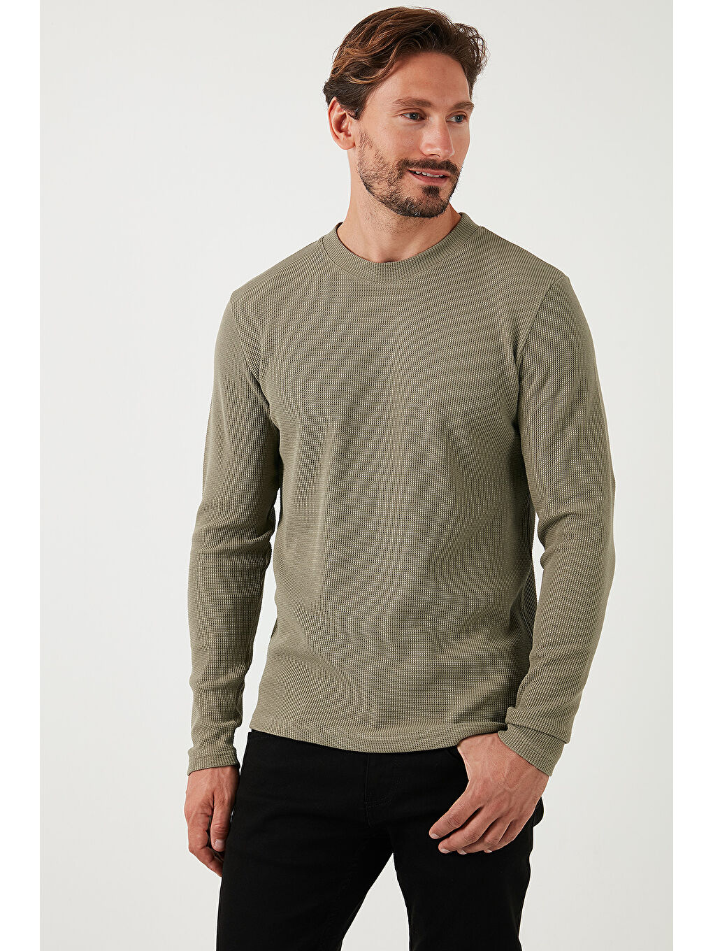 Buratti Bej Pamuklu Bisiklet Yaka Slim Fit Basic Erkek Sweat 5905073 - 5