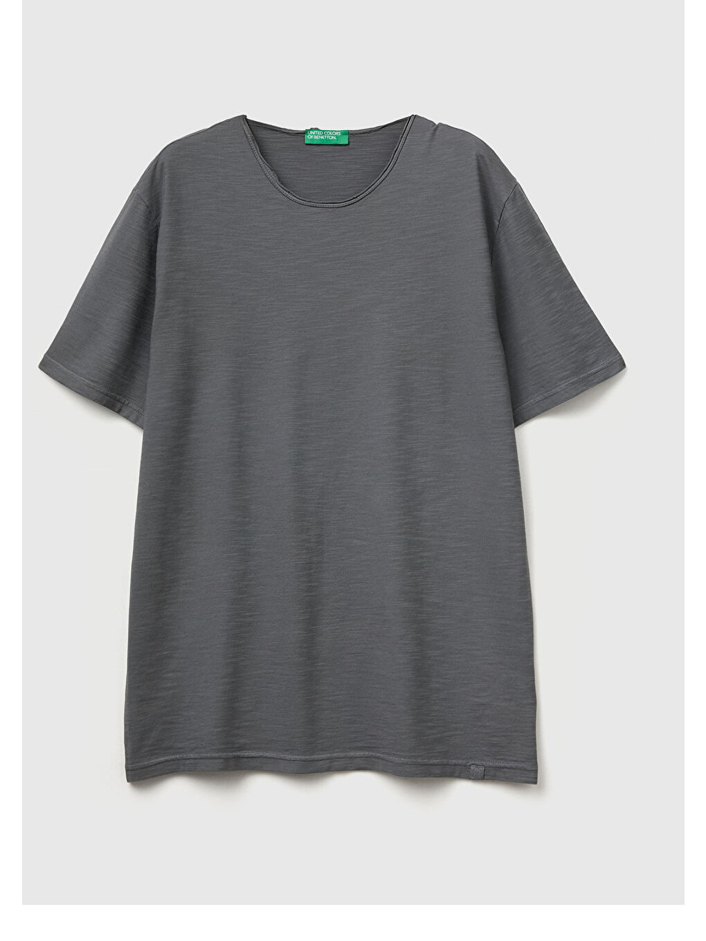 Erkek Antrasit Gri Bisiklet Yaka Slub T-shirt-1