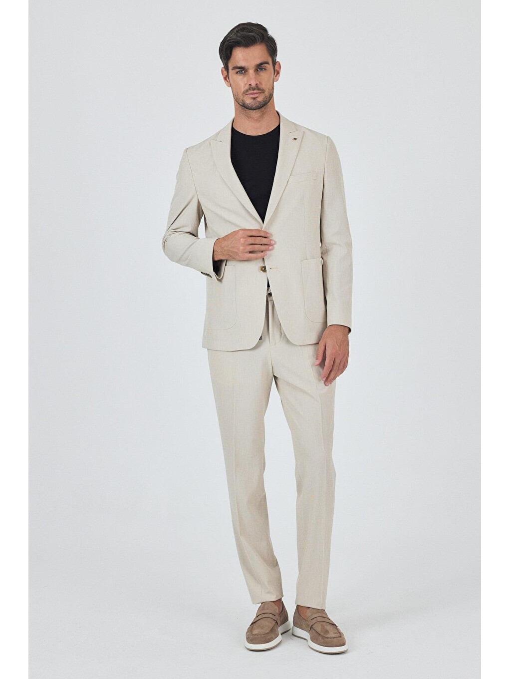 Bej Kılıç Yaka Esnek 6 Drop Slim Fit Classic Takım Elbise 1001250100-3