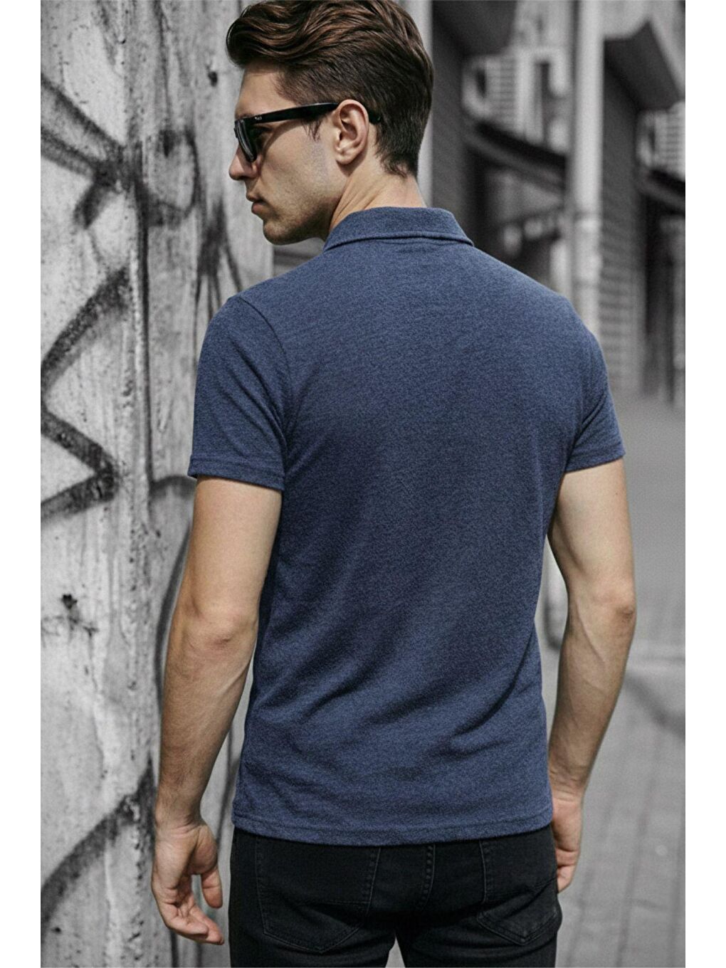 Mavi Robb Erkek Yarım Fermuarlı Dokulu Polo Yaka Kısa Kollu Slim Fit Tişört-3