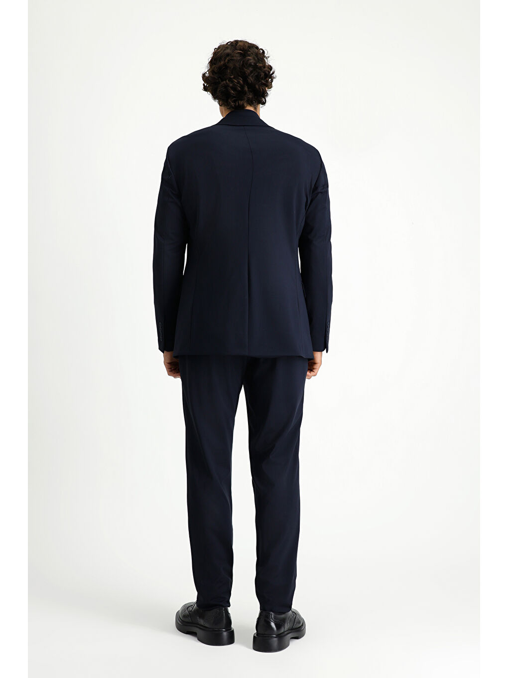 Lacivert Techno-Line Super Slim Fit Ekstra Dar Kesim Beli Lastikli İpli Çantalı Elastanlı Takım Elbise-4