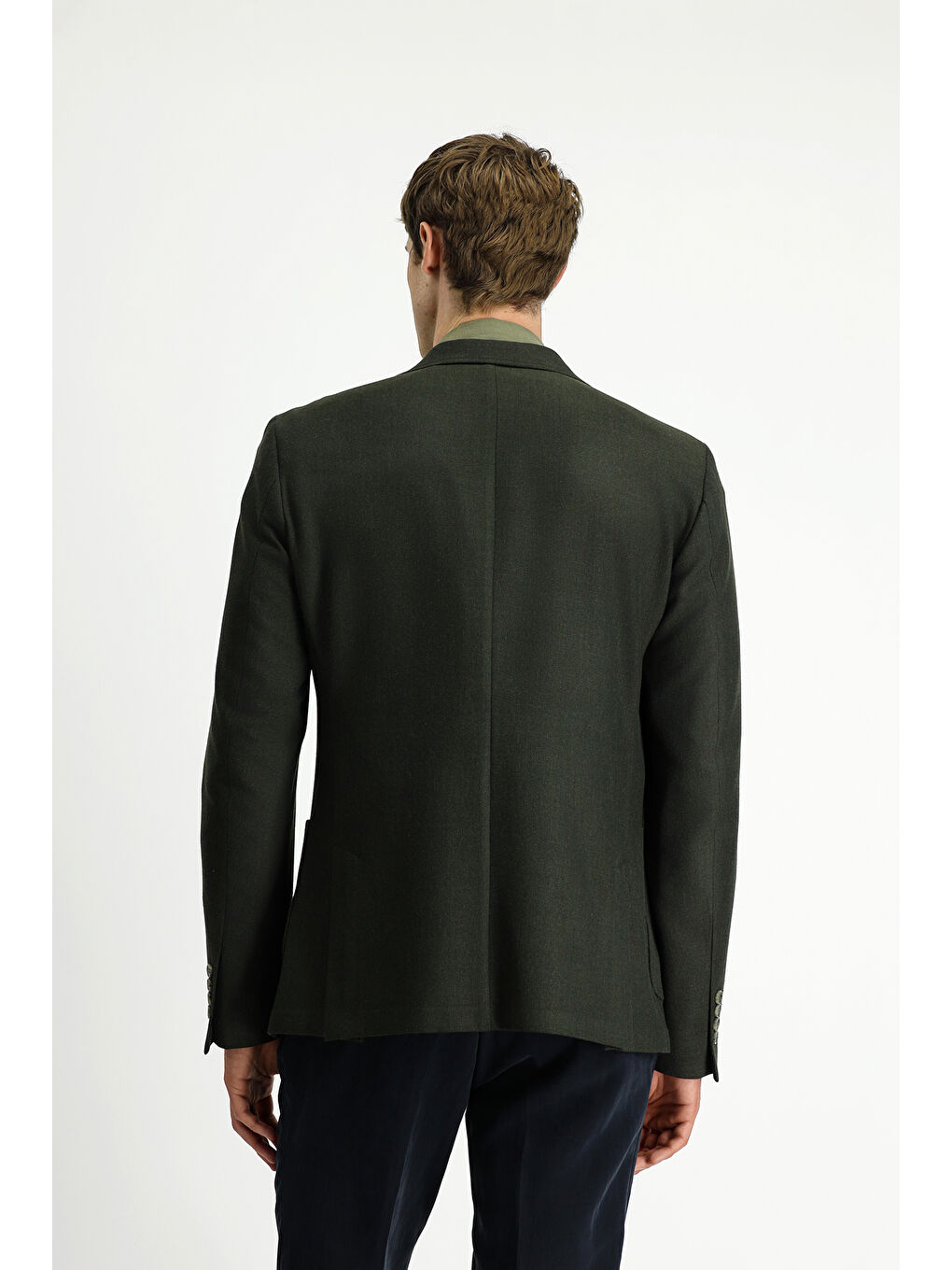 Haki Muscle Fit Elastanlı Spor Ceket-4