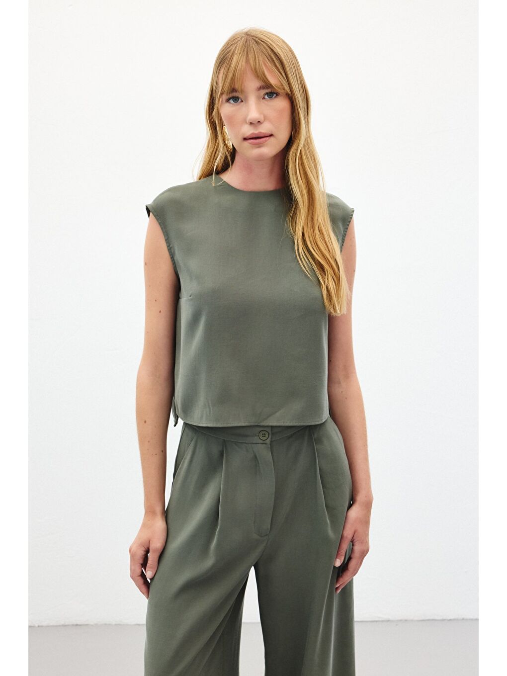 Kolsuz Salaş Bluz - Haki-1