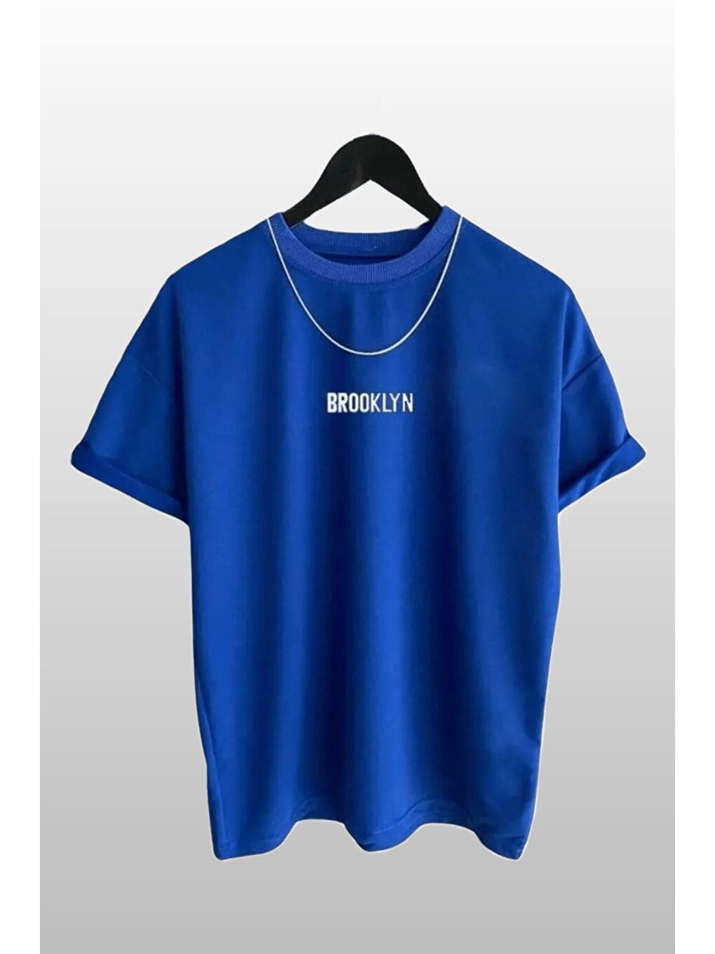 Erkek Brooklyn Baskılı 2 li Paket Yeşil Mavi Kısa Kollu Tişört-2