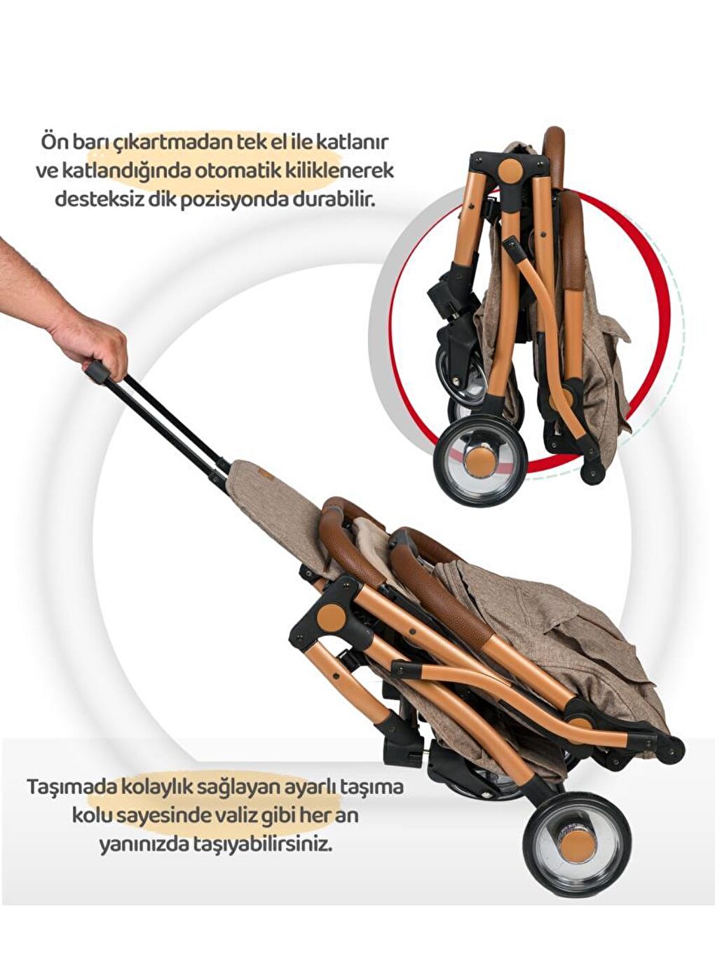 Golf Kabin Bebek Arabası Gold Kabin Boy-2