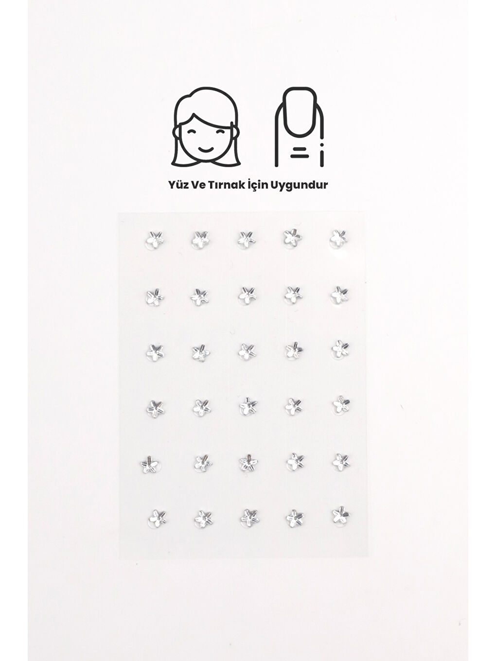 Gümüş Parlak Yıldız Yüz ve Tırnak Sticker-1