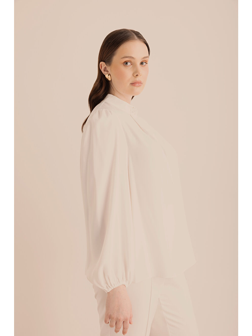 Ekru Detaylı Bluz-4